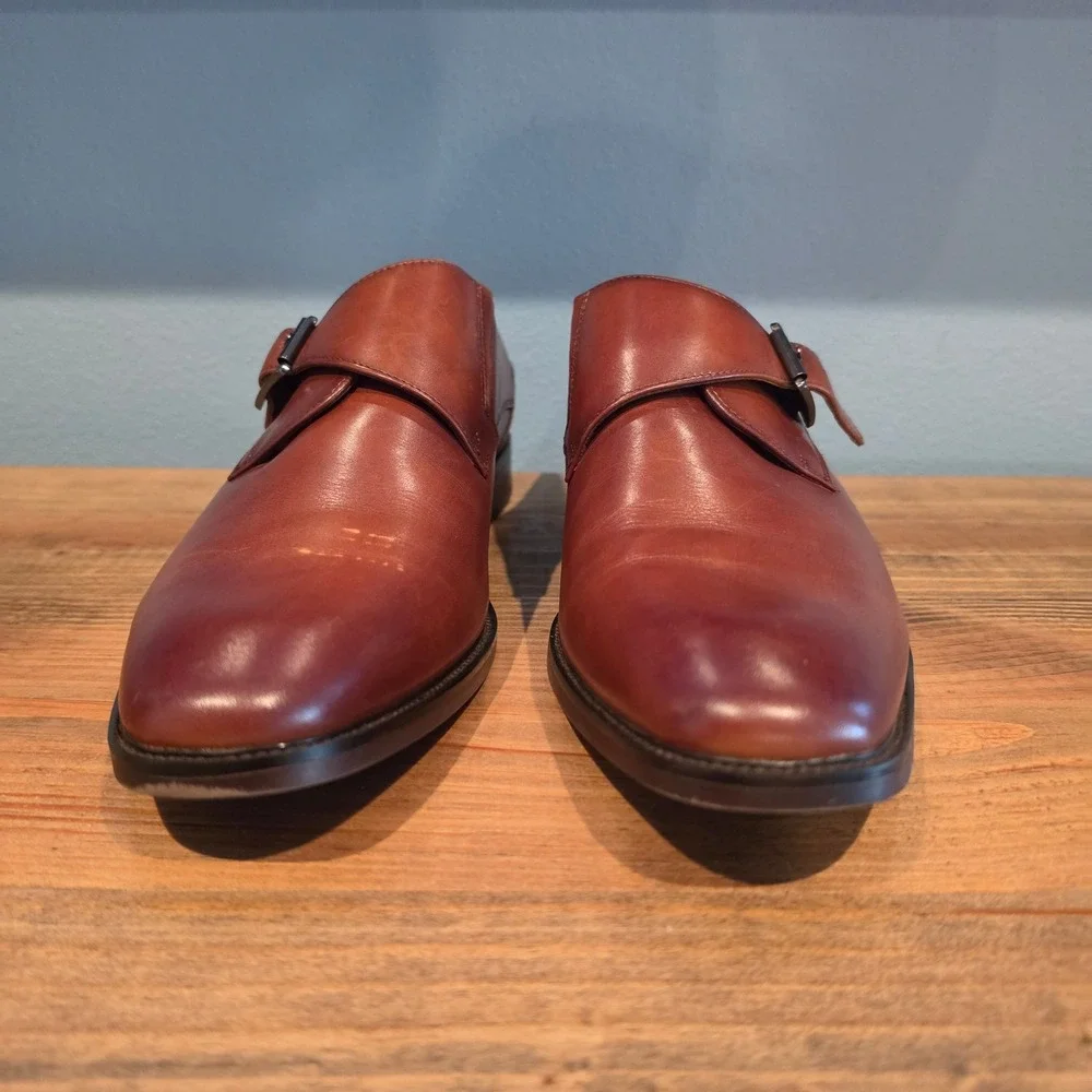 Florsheim Mens Monk Strap Dress Shoes Cognac Brown Leather 14293-221 Size‎ 10